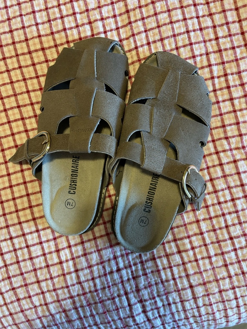 Womens Brown Woven Slide Sandals